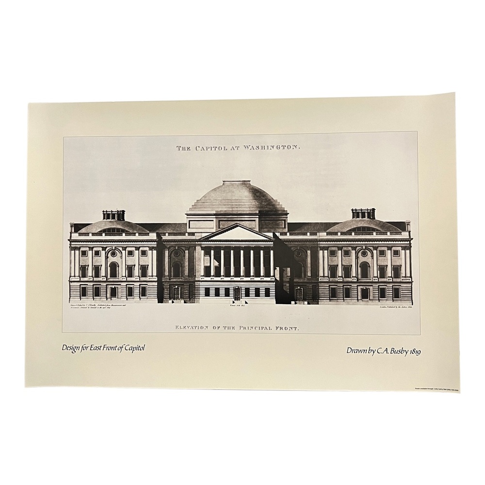 Vintage 80s Poster East Front of Capitol Washington DC